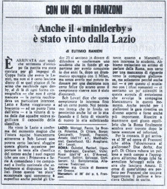 1974.01.31 Il Messaggero Derby Under 23 deciso da Franzoni